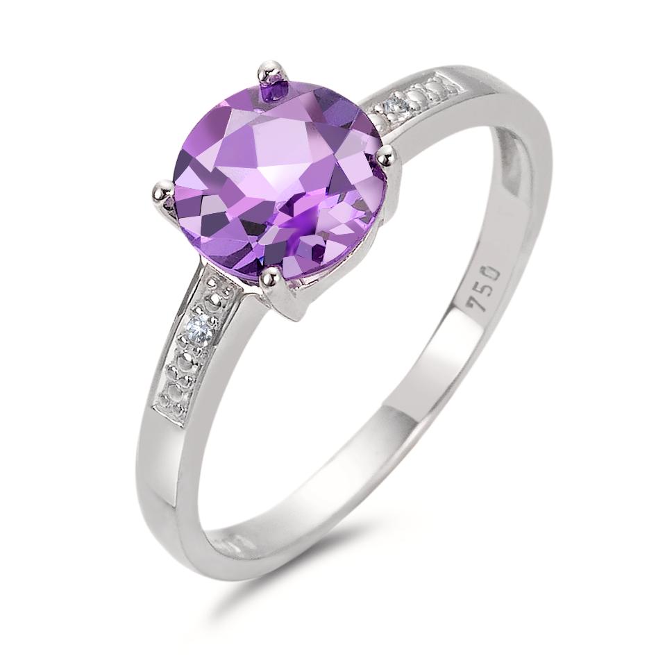 Bague Or blanc 18K Diamant violet, 0.01 ct, 2 Pierres, facetté, p1