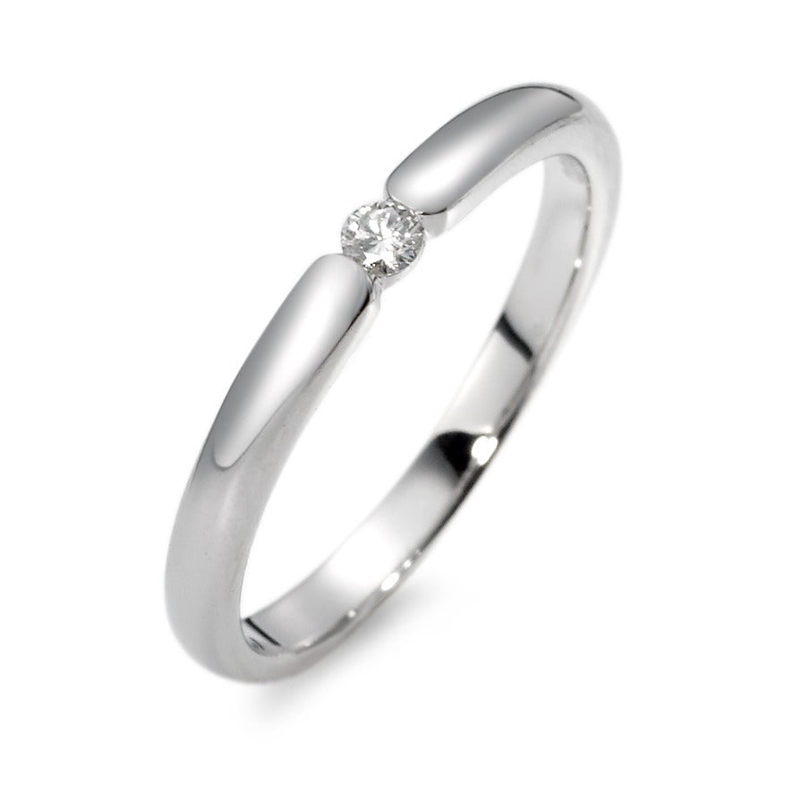 Solitaire ring 750/18K krt witgoud Diamant wit, 0.06 ct, [Brillant], w-si