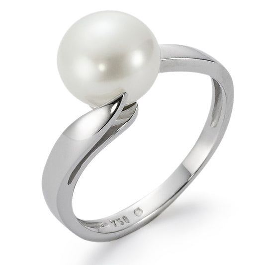 Bague Or blanc 18K perle d'eau douce