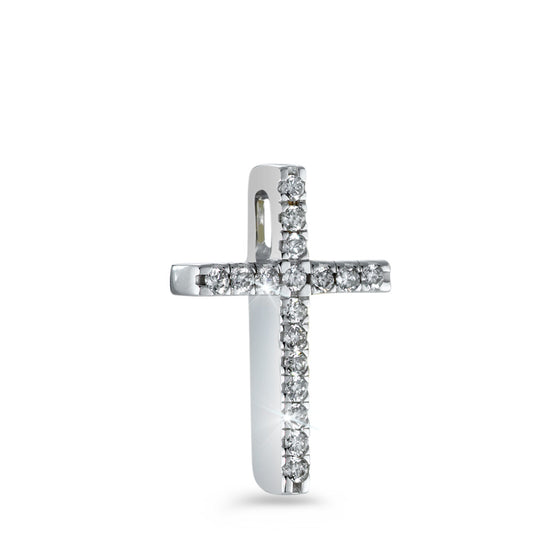 Pendentif Or blanc 18K Diamant blanc, 0.10 ct, 17 Pierres, brillant, w-si Croix