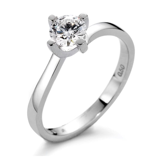 Solitaire ring 750/18K witgoud Diamant wit, 0.10 ct, [Brillant], w-si