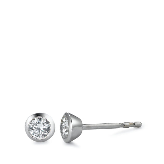 Clous d'oreilles Or blanc 18K Diamant blanc, 0.25 ct, 2 Pierres, brillant, w-si Ø4.5 mm