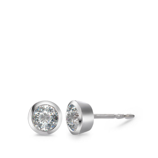 Oorknoppen 750/18K krt witgoud Diamant wit, 0.05 ct, 2 Steen, [Brillant], w-si Ø3.5 mm