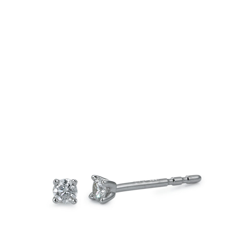 Oorknoppen 750/18K krt witgoud Diamant wit, 0.10 ct, 2 Steen, [Brillant], w-si