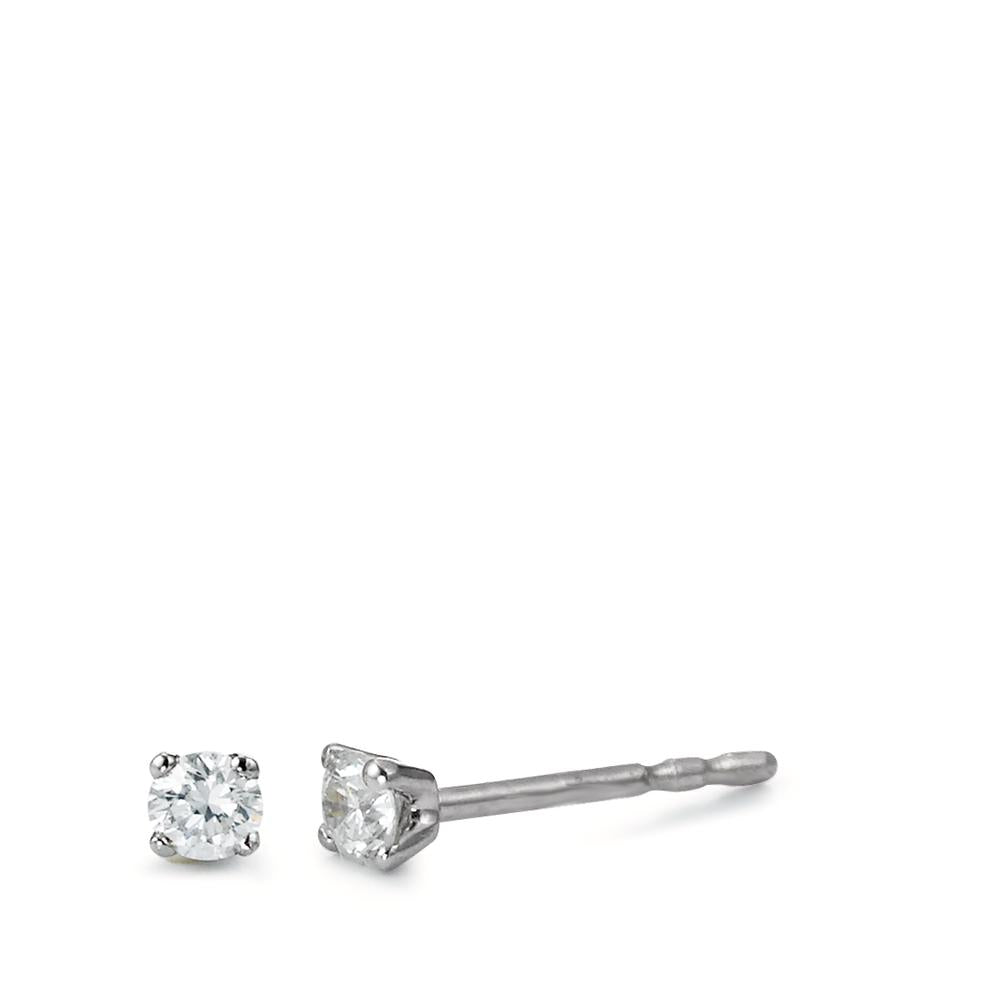 Oorknoppen 750/18K krt witgoud Diamant wit, 0.15 ct, 2 Steen, [Brillant], w-si Ø2.5 mm