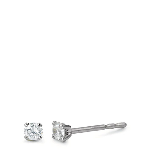 Clous d'oreilles Or blanc 18K Diamant blanc, 0.15 ct, 2 Pierres, brillant, w-si Ø2.5 mm