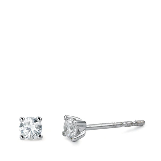 Oorknoppen 750/18K krt witgoud Diamant wit, 0.25 ct, 2 Steen, [Brillant], w-si Ø3 mm