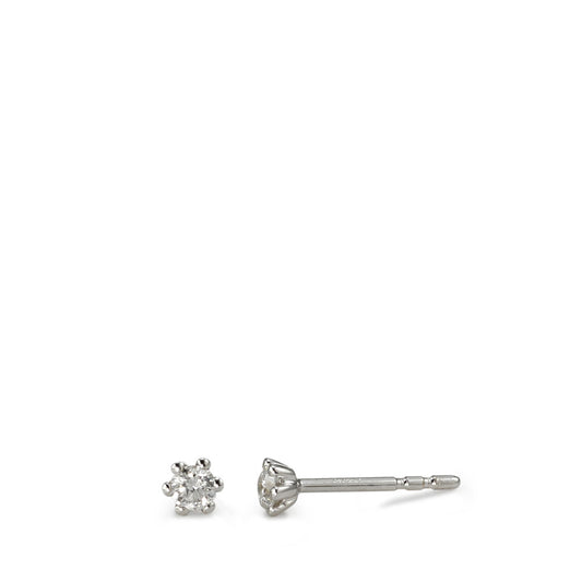 Oorknoppen 750/18K krt witgoud Diamant wit, 0.15 ct, 2 Steen, [Brillant], w-si Ø3.5 mm