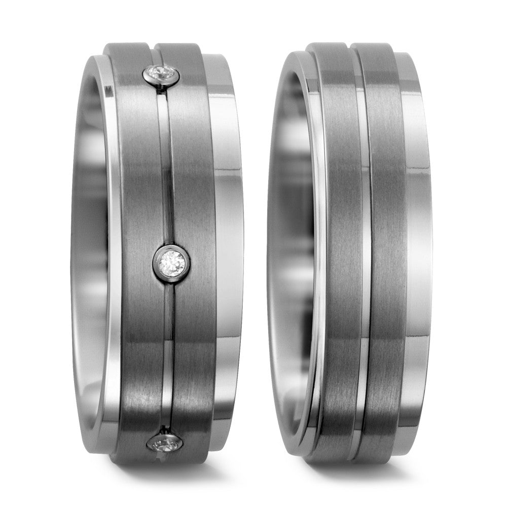 Bague Titane Zircone 6 Pierres