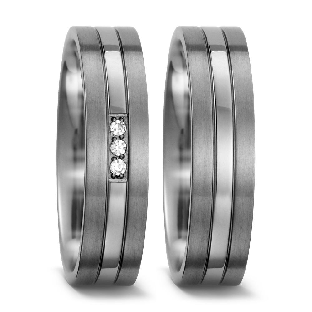 Partnerring Titan Zirkonia weiss, 3 Steine