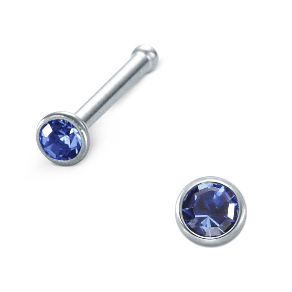 Nasenstecker Edelstahl Zirkonia blau Ø2.3 mm