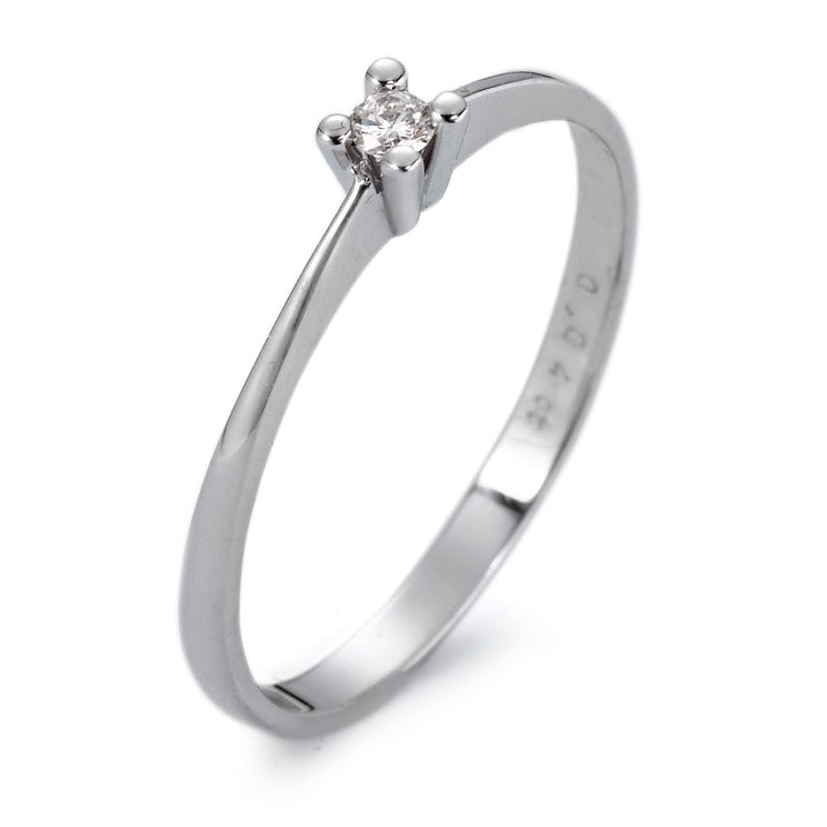 Solitaire ring 750/18K krt witgoud Diamant wit, 0.04 ct, si Gerhodineerd