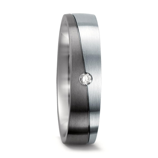 Partnerring Titanium, Roestvrijstaal Diamant 0.03 ct, w-si