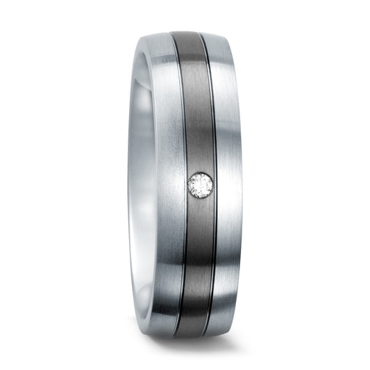 Partnerring Titanium, Roestvrijstaal Diamant 0.02 ct, w-si