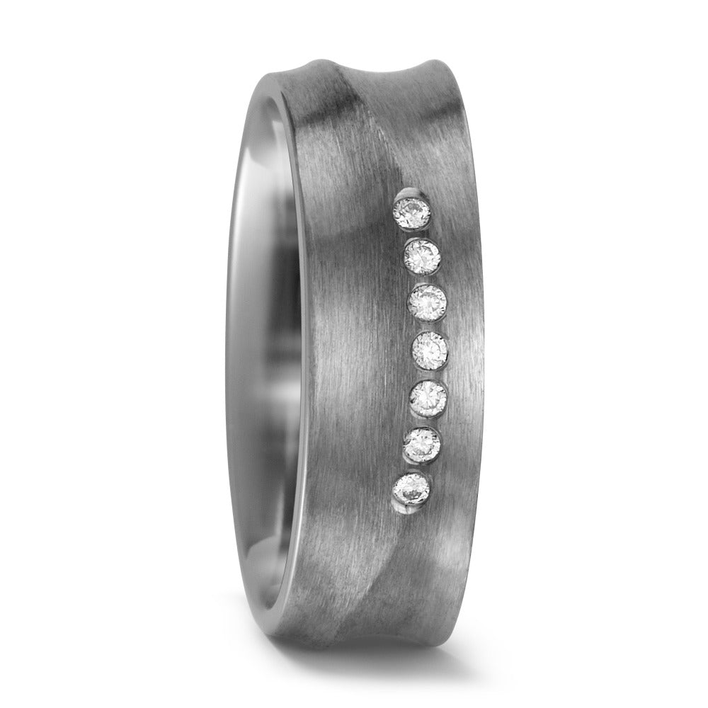 Partnerring Titanium Diamant wit, 0.07 ct, 7 Steen, w-si