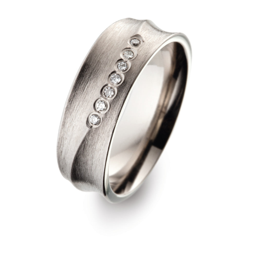 Partnerring Titanium Diamant wit, 0.07 ct, 7 Steen, w-si