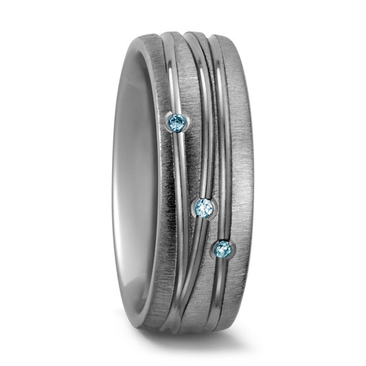 Partnerring Titanium Diamant blauw, 0.03 ct, 3 Steen, w-si