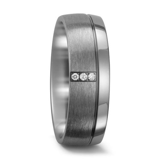 Partnerring Titanium Diamant wit, 0.03 ct, 3 Steen, w-si