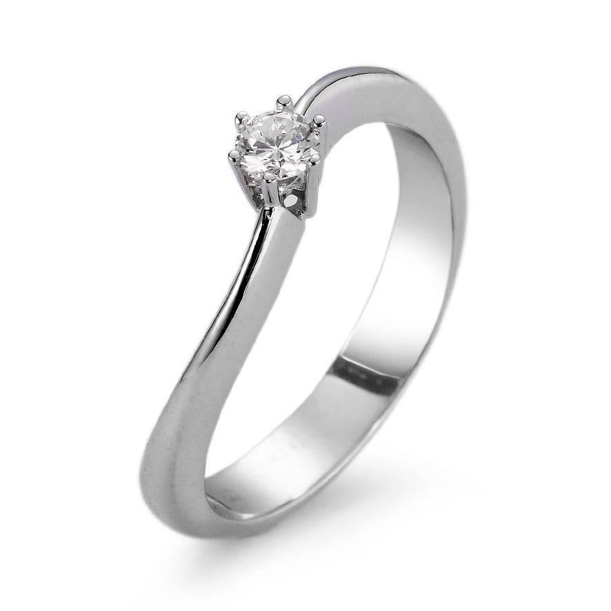 Bague solitaire Or blanc 18K Diamant blanc, 0.15 ct, si Rhodié