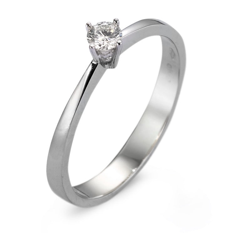 Bague solitaire Or blanc 18K Diamant blanc, 0.10 ct, vsi Rhodié