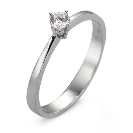 Solitaire ring 750/18K krt witgoud Diamant wit, 0.10 ct, vsi Gerhodineerd