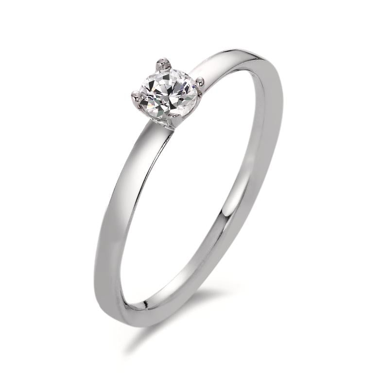 Solitaire ring 375/9 krt witgoud Moissaniet