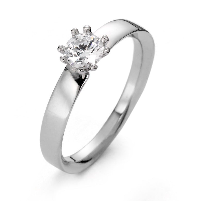 Bague solitaire Or blanc 9K Moissanite