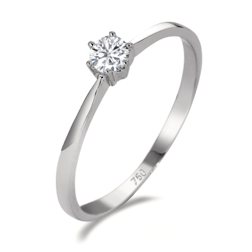 Bague solitaire Or blanc 18K Diamant blanc, 0.15 ct, si