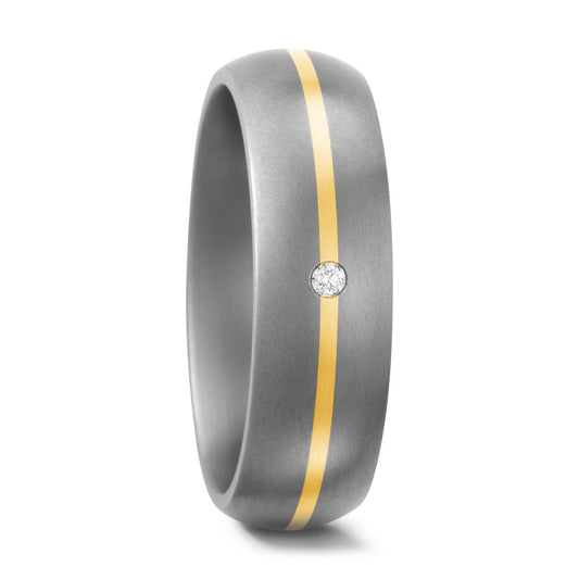 Partnerring Titanium, 750/18 krt geel goud Diamant wit, 0.02 ct, w-si