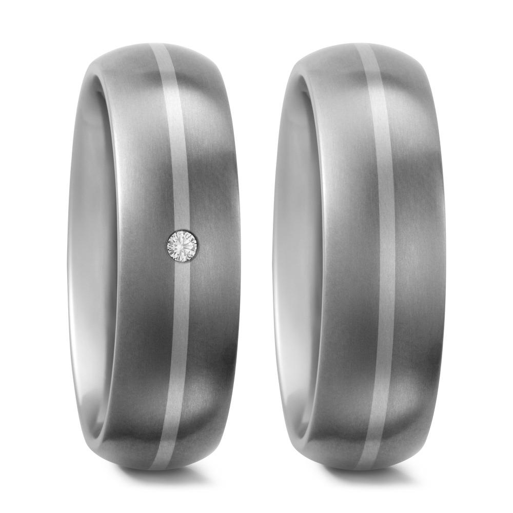 Partnerring Titan, 950 Palladium Diamant weiss, 0.02 ct, w-si