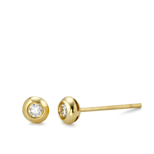 Clous d'oreilles Or jaune 18K Diamant 0.10 ct, 2 Pierres, si Ø4 mm