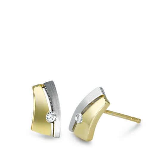 Clous d'oreilles Or jaune 18K, Or blanc 18K Diamant 0.045 ct, 2 Pierres, si