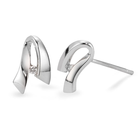 Clous d'oreilles Or blanc 18K Diamant 0.03 ct, 2 Pierres, si