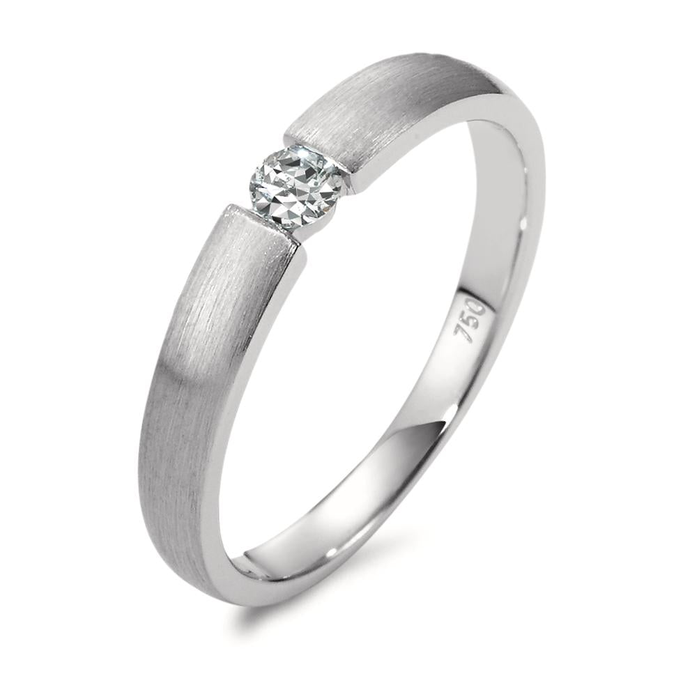 Solitaire ring 750/18K krt witgoud Diamant 0.10 ct, w-si