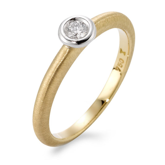 Solitaire ring 750/18 krt geel goud, 750/18K krt witgoud Diamant 0.08 ct, w-si