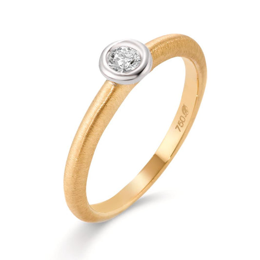 Solitaire ring 750/18K geel goud, 750/18K witgoud Diamant 0.08 ct, w-si