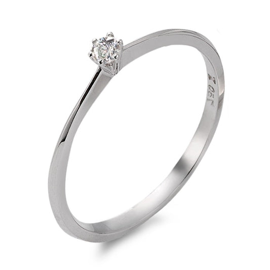 Solitaire ring 750/18K krt witgoud Diamant 0.06 ct, w-si