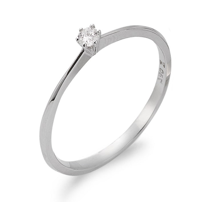 Solitaire ring 750/18K krt witgoud Diamant 0.07 ct, w-si