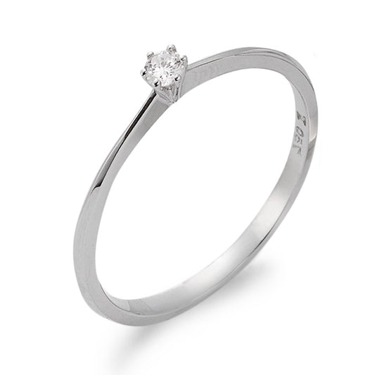 Bague solitaire Or blanc 18K Diamant 0.07 ct, w-si