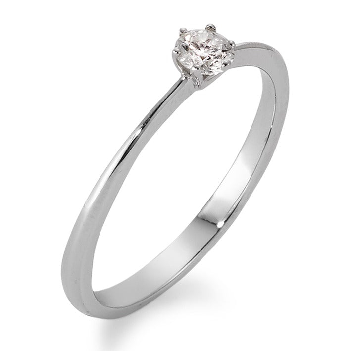 Solitaire ring 750/18K krt witgoud Diamant 0.09 ct, w-si