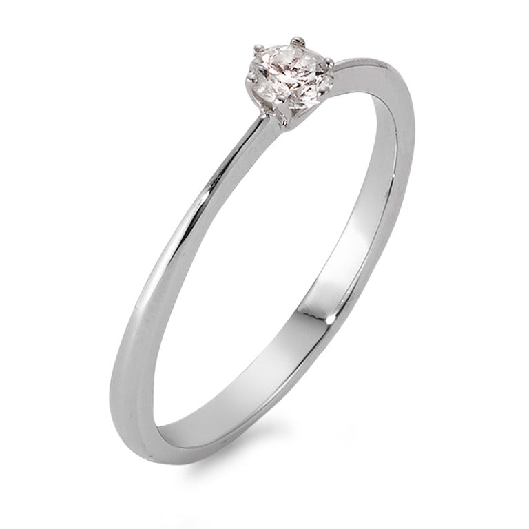 Solitär Ring 750/18 K Weissgold Diamant 0.13 ct, w-si