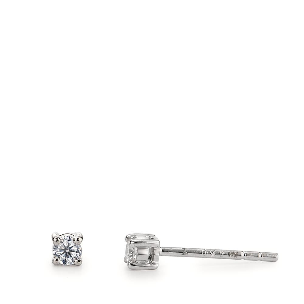 Oorknoppen 750/18K krt witgoud Diamant 0.08 ct, 2 Steen, w-si Ø2.5 mm