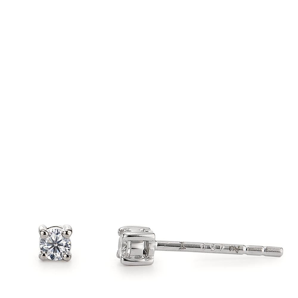 Oorknoppen 750/18K krt witgoud Diamant 0.10 ct, 2 Steen, w-si Ø2.5 mm