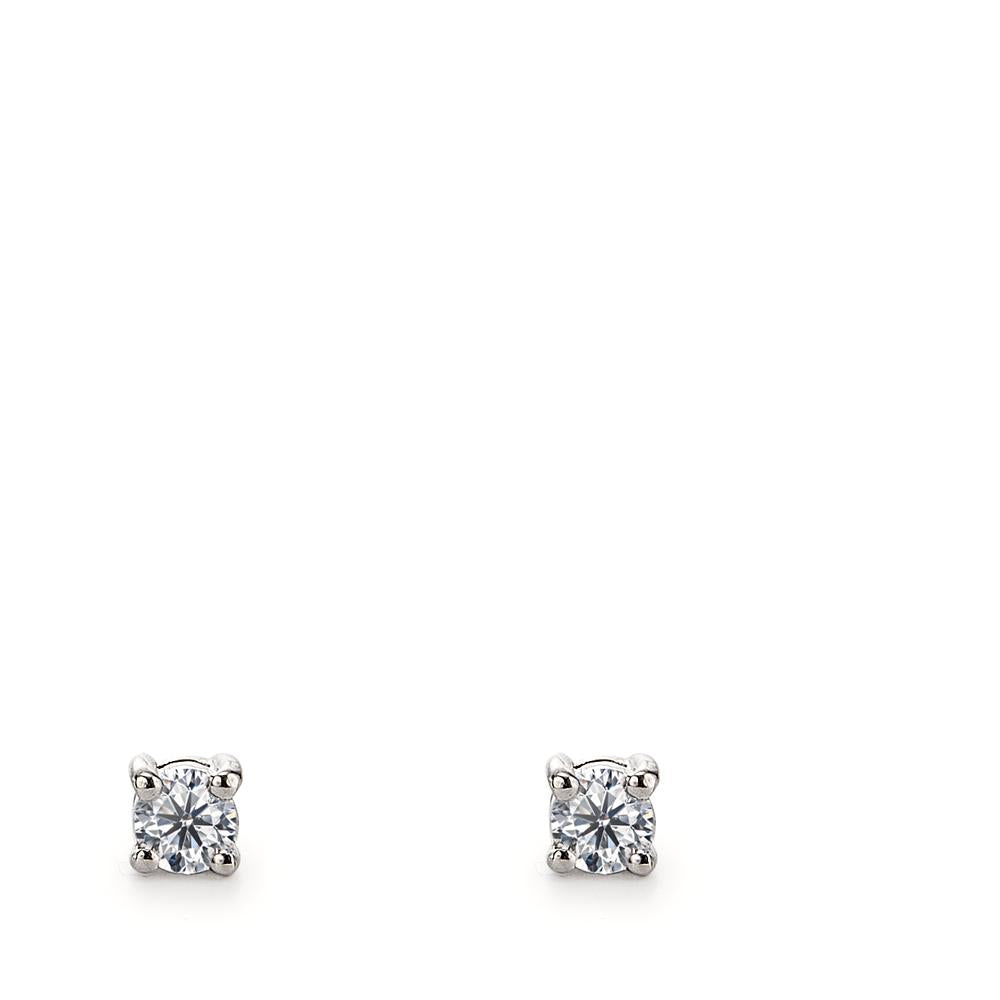 Oorknoppen 750/18K krt witgoud Diamant 0.10 ct, 2 Steen, w-si Ø2.5 mm