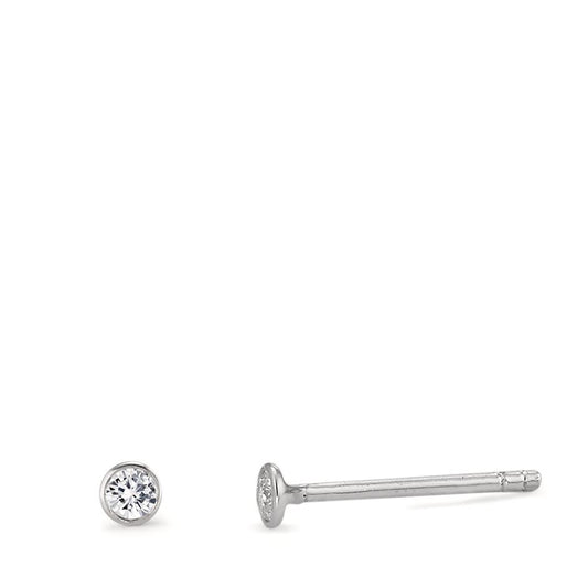 Oorknoppen 750/18K krt witgoud Diamant 0.06 ct, 2 Steen, w-si Ø2.5 mm