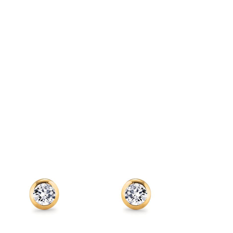 Clous d'oreilles Or jaune 18K Diamant 0.08 ct, 2 Pierres, w-si Ø3 mm