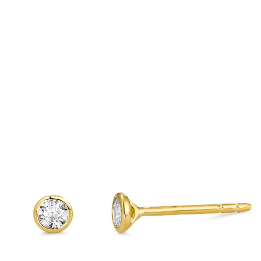 Clous d'oreilles Or jaune 18K Diamant 0.15 ct, 2 Pierres, w-si Ø3.5 mm