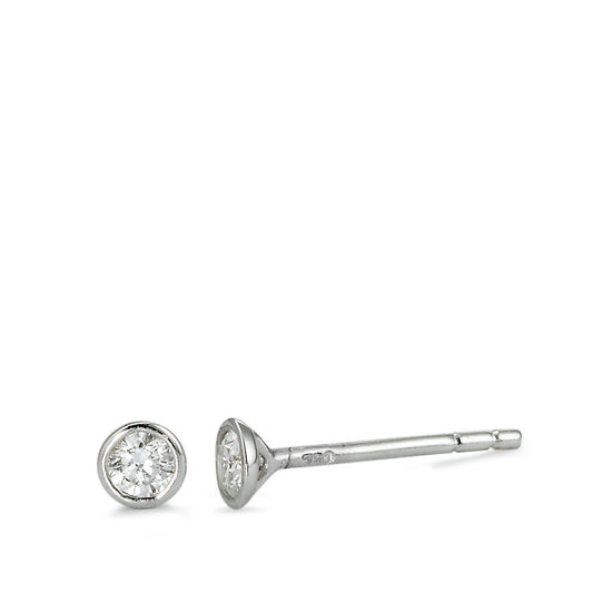 Oorknoppen 750/18K krt witgoud Diamant 0.15 ct, 2 Steen, w-si Ø3.5 mm