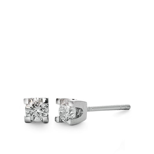 Clous d'oreilles Or blanc 18K Diamant 0.20 ct, 2 Pierres, w-si Ø3 mm