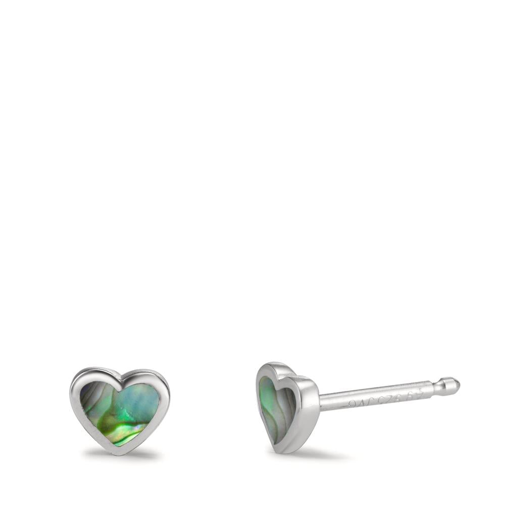 Clous d'oreilles Argent Abalone Coeur